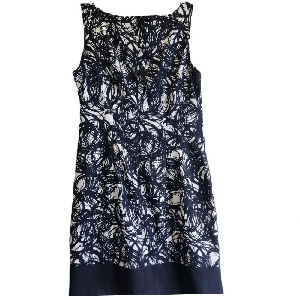 AB Studio Womens 8 Dress Black White Print Whimsy Goth Sleèveless Comfort Casual